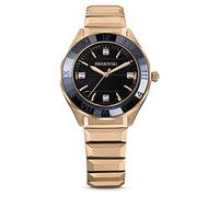 Swarovski Montre Dextera, fabriquée en Suisse, bracelet en métal, Noir, finition or rose