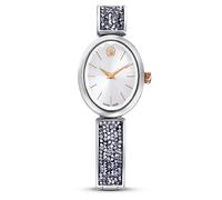 Swarovski Montre Crystal Rock oval – Fabriquée en Suisse, Bracelet cristal blanc, Acier inoxydable