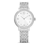 Swarovski Montre Imber, boîtier 31 mm, Bracelet 7 maillons incrustés de Cristaux, Cadran pavé, fabriqué en Suisse, étanche 50 m, élégante et Lumineuse, Acier Inoxydable, Ton argenté