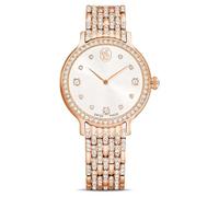 Swarovski Montre Imber, boîtier 31 mm, Bracelet 7 maillons incrustés de Cristaux, Cadran pavé, fabriqué en Suisse, étanche 50 m, élégante et Lumineuse, Acier Inoxydable, Ton Or Rose