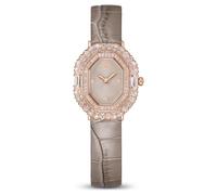 Swarovski Montre Matrix Octagon, bracelet en cuir, beige, finition ton or rose