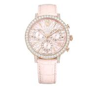 Swarovski Montre Matrix Tennis Chrono - Chronographe suisse quartz, cadran rose, bracelet cuir croco