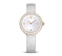 Swarovski Montre Matrix Tennis, Swiss Made, Bracelet en Cuir, Gris, Finition dorée Rose