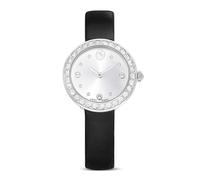 Swarovski Montre Matrix 5706663 Femme – Lunette pavée, Cuir noir satiné, 30 mm, fabriquée en Suisse