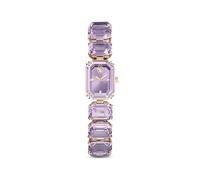 Swarovski Montre Millenia, Bracelet en Cristaux Violets taillés octogone, boîtier octogonal avec Cadran soleillé, étanche 50 m, mécanisme Suisse Quartz, Finition Champagne doré