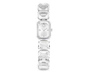Swarovski Montre Millenia, rangée de Cristaux Taille octogone Blancs, Lunette cristallisée, étanche jusqu'à 50 m, élégance raffinée, boîtier en Acier Inoxydable