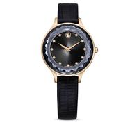 Montre Octea Nova, Fabriqué en Suisse, Bracelet en cuir, Noir, Finition or rose