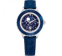 Swarovski Montre Octea Moon Fabriquée en Suisse Lune Bracelet en cuir Bleues Acier inoxydable