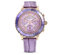 SWAROVSKI Octea Lux Montre chronographe à Quartz pour Femme avec Bracelet en Cuir Doré Rose