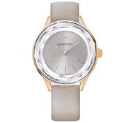 Swarovski Octea Nova Femme 36mm Bracelet Cuir Gris Quartz Montre 5295326