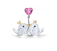 Swarovski Oiseaux inséparables, cœur Rose, Cristal, Multicolore, 7,4 cm