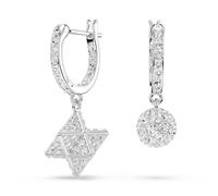 Swarovski Dextera Boucles d'oreilles pendantes asymétriques en forme d'étoile et de sphère en plaqué rhodium Blanc, 2.6 cm x 0.9 cm, Cristal, Cristaux