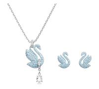Parure Swan, Cygne, Bleu, Métal rhodié