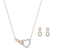 SET Swarovski 5521040 - Set collier et boucles d'oreilles métal doré et argenté c?ur infini strass Doré