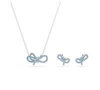 Swarovski Parure Lifelong Bow, Nœud, Bleu, Métal rhodié