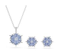 Swarovski Parure Magic, Flocon de neige, Bleu, Métal rhodié