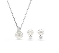 Swarovski Parure Matrix, Perle de cristal, Taille ronde, Blanc, Métal rhodié