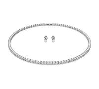 Swarovski Parure Tennis Deluxe, Coupe ronde, Blanc, Métal rhodié