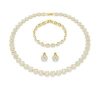 Swarovski Parure Una Angelic, Parure (3), Taille Rond, Blanc, Placage de ton or