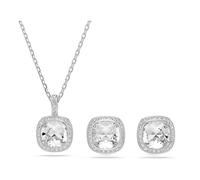 Swarovski Parure Una Angelic – Taille coussin, Blanc, Plaqué rhodium
