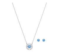 Swarovski Parure Una – taille ronde, bleu, métal rhodié