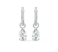 Swarovski Pendants d'oreilles Attract, Taille poire, Blanches, Métal rhodié