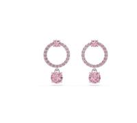 Swarovski Pendants d'oreilles Attract, taille ronde, rose, métal rhodié