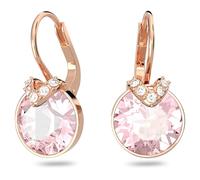 Swarovski Pendants d'oreilles Bella V, Taille ronde, Rose, Placage de ton or rosé
