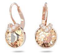 Swarovski Pendants d'oreilles Bella V, Taille ronde, Ton doré, Placage de ton or rosé