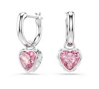 Swarovski Pendants d'oreilles Chroma, Cœur, Rose, Métal rhodié