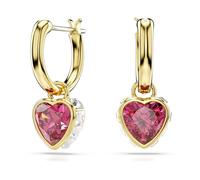 Swarovski Pendants d'oreilles Chroma, Cœur, Rouges, Placage de ton or
