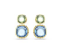 Swarovski Pendants d'oreilles Chroma, Taille coussin, Multicolores, Placage de ton or