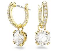 Swarovski Pendants d'oreilles Constella, Coupe ronde, Blanches, Placage de ton or