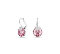 Swarovski Pendants d'oreilles de la collection Bella V, cristal rose de taille ronde, pavé de petits cristaux incolores en V, pièces en métal rhodié