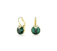 Swarovski Boucles d'oreilles Bella V cristal rond vert, pavé cristaux incolores en V, placage ton or