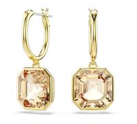 Swarovski Pendants d'oreilles de la collection Millenia, cristaux Zirconia de taille Asscher, couleur caramel, sertissage chaton avec un placage de ton or
