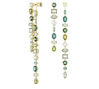 Swarovski Pendants d'oreilles Gema – design asymétrique, extra-longs, vertes, placage de ton or