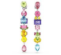 Swarovski Pendants d'oreilles Gema, Design asymétrique, Tailles variées, Longues, Multicolores, Métal rhodié