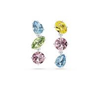 Swarovski Pendants d'oreilles Gema, Design asymétrique, Tailles variées, Multicolores, Métal rhodié