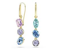 Swarovski Pendants d'oreilles Gema – design asymétrique multicolore, placage de ton or