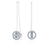 Swarovski Pendants d'oreilles Hollow composés de deux anneaux sertis d'un pavage bleu, en métal rhodié