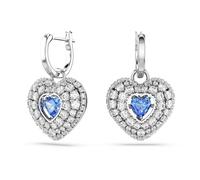 Swarovski Pendants d'oreilles Hyperbola, Cœur, Bleues, Métal rhodié
