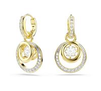 Swarovski Pendants d'oreilles Hyperbola, Taille ronde, Blanches, Placage de ton or