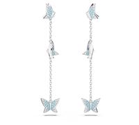 Swarovski Pendants d'oreilles Idyllia Lilia, Papillon, Bleues, Métal rhodié