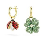 Swarovski Boucles d'oreilles Idyllia – Parure (3) coccinelle, trèfle, fraise, placage ton or