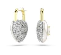 Swarovski Pendants d'oreilles Idyllia, Tailles variées, Cœur, Blanches, Placage de ton or