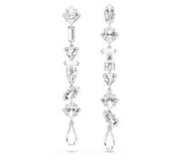 Swarovski Pendants d'oreilles Mesmera, Design asymétrique, Tailles variées, Longues, Blanches, Métal rhodié