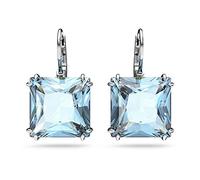 Swarovski Pendants d'oreilles Millenia, Taille Carré, Bleues, Métal rhodié