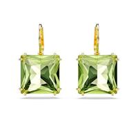 Swarovski Pendants d'oreilles Millenia, Taille Carré, Vertes, Placage de ton or