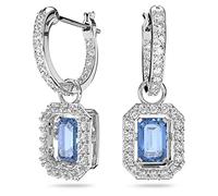 Swarovski Pendants d'oreilles Millenia, Taille octogonale, Bleues, Métal rhodié